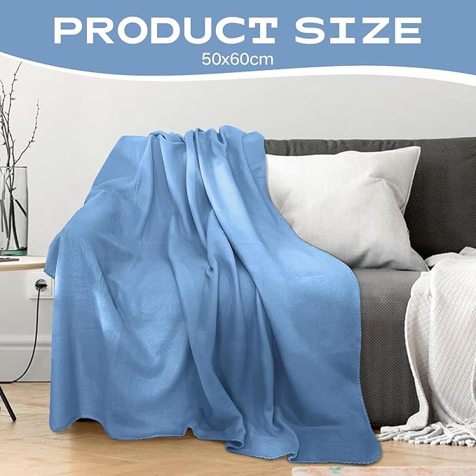 12PCS Fleece Throw Blankets Bulk 60 x 50 in Soft Blankets Fabric Warm Lightweight Wool Blanket Cozy Coverlet for Beds Sofas Home for All Seasons (12, White + Sky Blue, 50"x60")