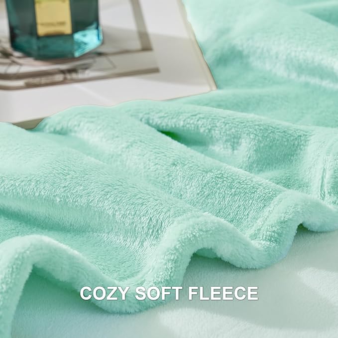 Hansleep Fleece Lake Green King Blanket, Super Soft Flannel Fuzzy Plush Cozy Blanket for All Seasons, Lake Green, King 90x108 Inches