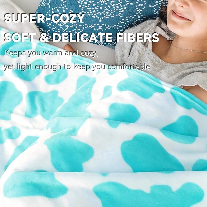 Blue Throw Blanket for Couch & Bed, Warm Fuzzy Fleece Soft Blankets for Adults & Kids, Light Blue Gifts for Women Girls Boys, Cozy Cute Coastal Blue Living Room Decor, 50x60 Inches