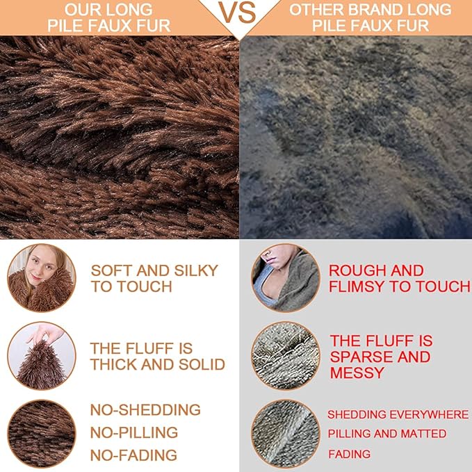 YUSOKI Long Faux Fur Twin Size Blanket,2 Layers,3.4lb for Bed Couch Home Décor Gifts Men (Brown,60" x 80")