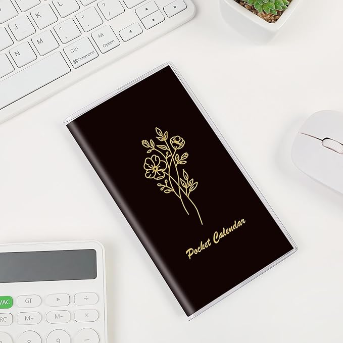 Pocket Calendar 2026-2027, Pocket Planner 2026-3.7" x 6.7" - Runs from January 2026 Until December 2027, Monthly Planner 2026-2027 with PVC Cover for Planning, Black
