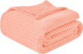 EMME Fleece Blanket Twin Size Luxury Flannel for Couch Bed Sofa Chair, Soft, Plush, Warm and Cozy Blanket with Geometric Grid Design (Pink, 60'' x 80'')