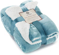 Genteele Sherpa Throw Blanket Super Soft Reversible Ultra Luxurious Plush Blanket, 50 x 60 inches, Tourmaline Blue/White