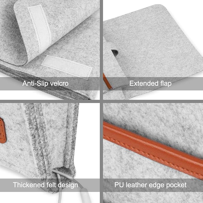 Bed Organiser, Felt Bed Bag, Non-Slip Bedside Bag, Sofa Bed Hanging Storage for Book, Magazines, iPad, Mobile Phone, Remote Control, Light Grey