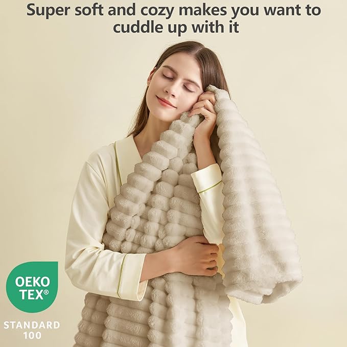 Soft Linen Twin Blanket for Bed - 300GSM Cozy Warm Fleece Blanket for Women, Small Lightweight Bed Blankets Graduation Birthday Gifts for Her Him, Home School Dorm Decor, Linen, 60x80 Inch