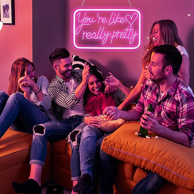 You're Like Really Pretty Neon Signs for Wall Decor，LED Neon Lights Suitable for Bedroom Wedding Party Christmas Gifts for Teenage Girls，Room Decor Aesthetic for Teen Girl
