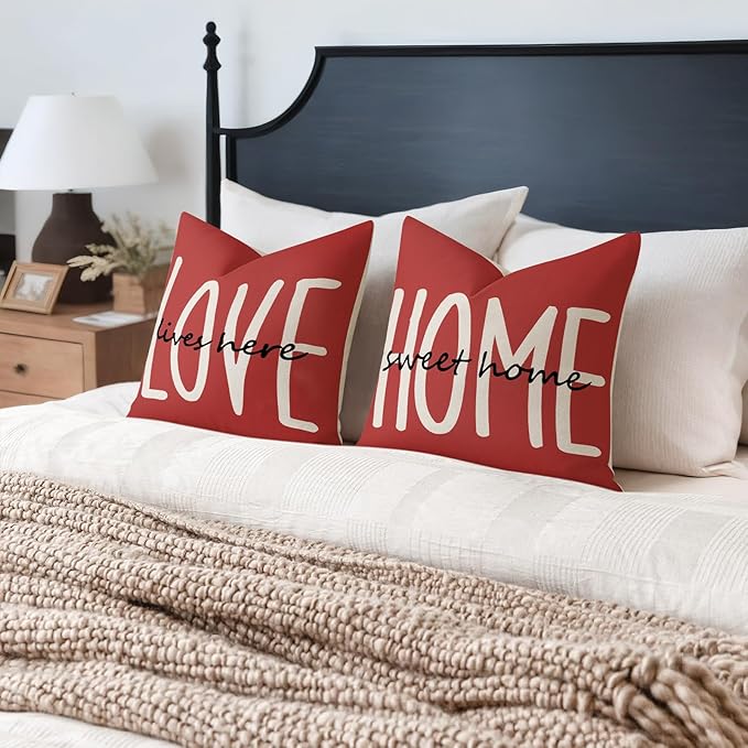 YCOLL Farmhouse Pillow Covers 18x18 Set of 4 Throw Pillow Covers Rustic Linen Decorative Pillows Square Cushion Covers for Couch Sofa Bedroom Home Decor