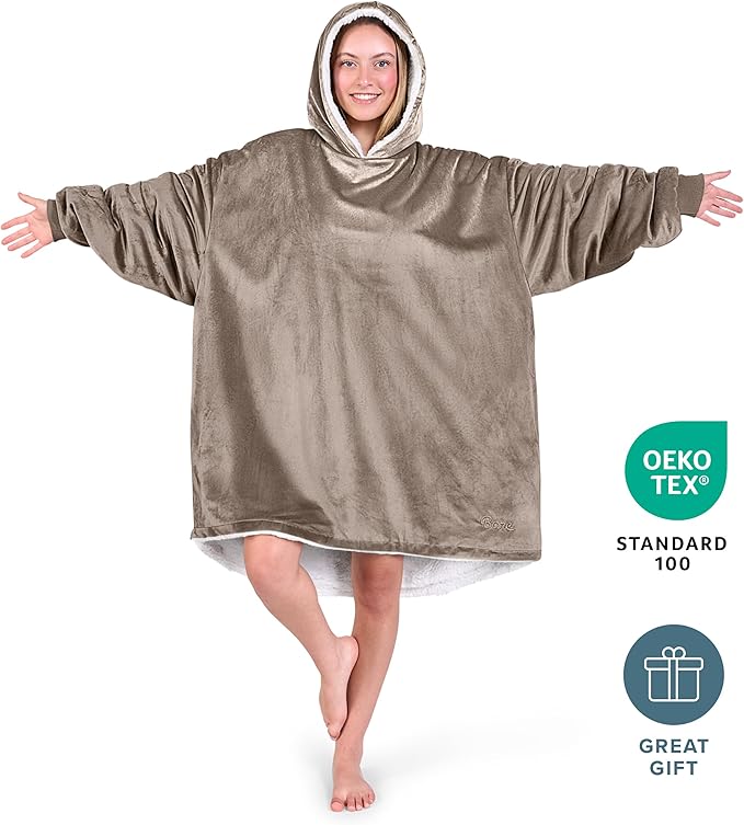 Bare Home Wearable Blanket Hoodie - Soft Plush Sherpa - Warm and Cozy - Oversized Wearable Blanket - Adult & Kid Sizes
