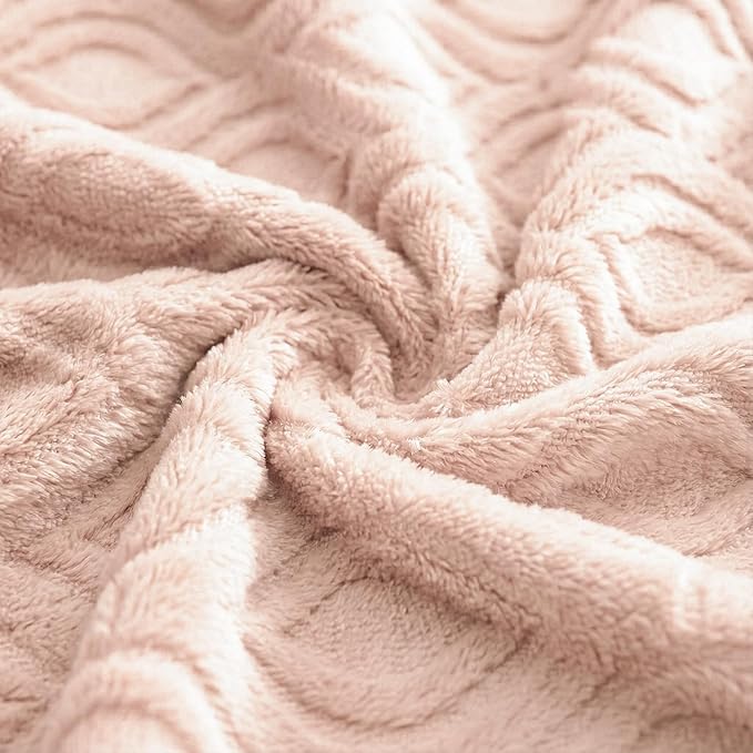 Horaldaily Solid Blanket Throw, Pink Accent Farmhouse Neutral Square Euro Soft Fuzzy Plush Faux Fur Cozy Blankets for Couch Sofa Bed Lounging, Ideal Gifts for Kids Adults Wife Self, 50x60