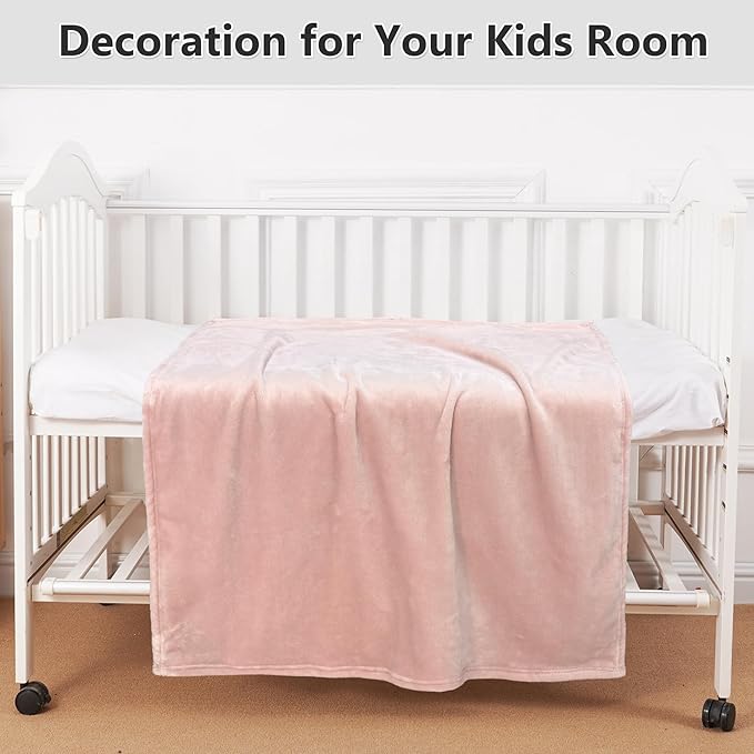 Lukeight Baby Blanket Fleece Toddler Blankets for Boys and Girls, Soft Cozy Fluffy Small Baby Newborn Blankets for Crib, Stroller, Travel and Bed (Pink, 30x40 Inches)