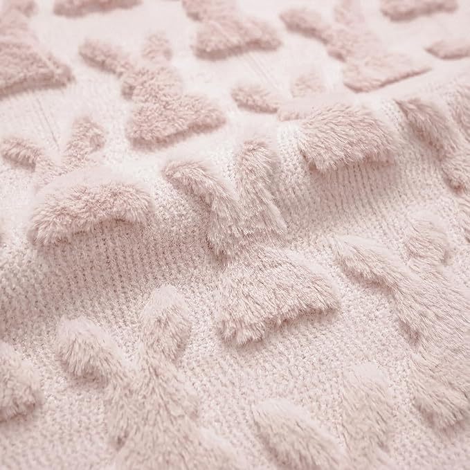 Horaldaily Easter Solid Blanket Throw, Pink Rabbits Soft Fuzzy Plush Faux Fur Cozy Blankets for Couch Sofa Bed Lounging, Ideal Gifts for Kids Adults Wife Self, 50x60