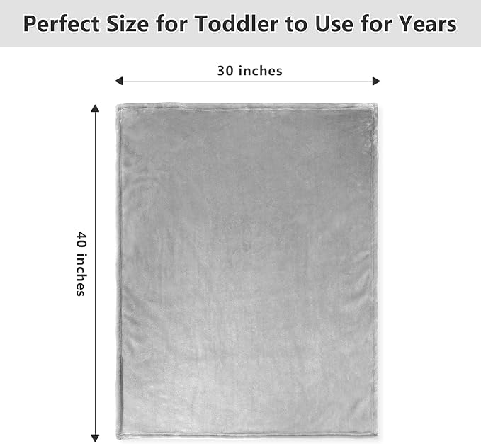 Lukeight Baby Blanket Fleece Toddler Blankets for Boys and Girls, Soft Cozy Fluffy Small Baby Newborn Blankets for Crib, Stroller, Travel and Bed (Light Grey, 30x40 Inches)
