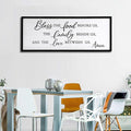 Foutcheou Bless The Food Before Us Wall Decor, 40"X15" The Love Between Us Sign Framed Farmhouse Kitchen Wall Decororation, Rustic Christian Bible Verse Wall Art for Dining Room