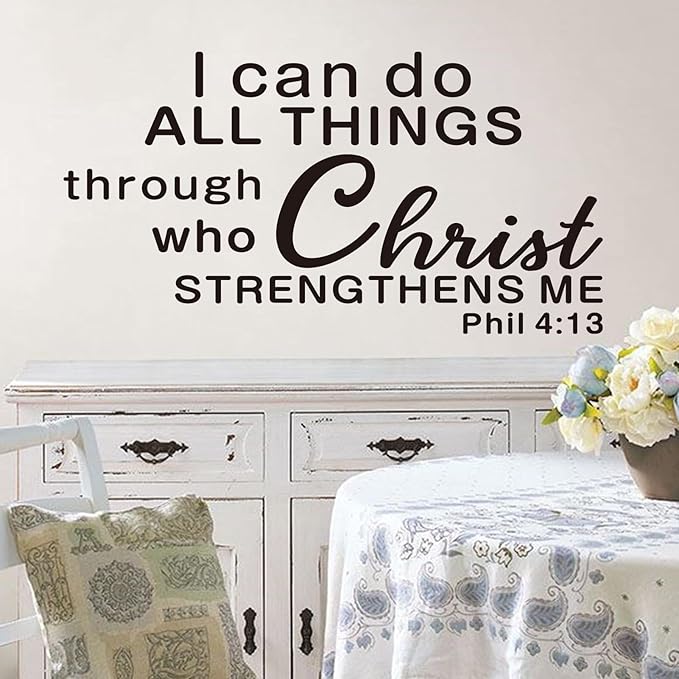 Bible Verse Wall Stickers for Bedroom: Christian Quotes Inspirational Living Room Bathroom Vinyl Art Wall Decals - I Can Do All Things Through 21" X 11"