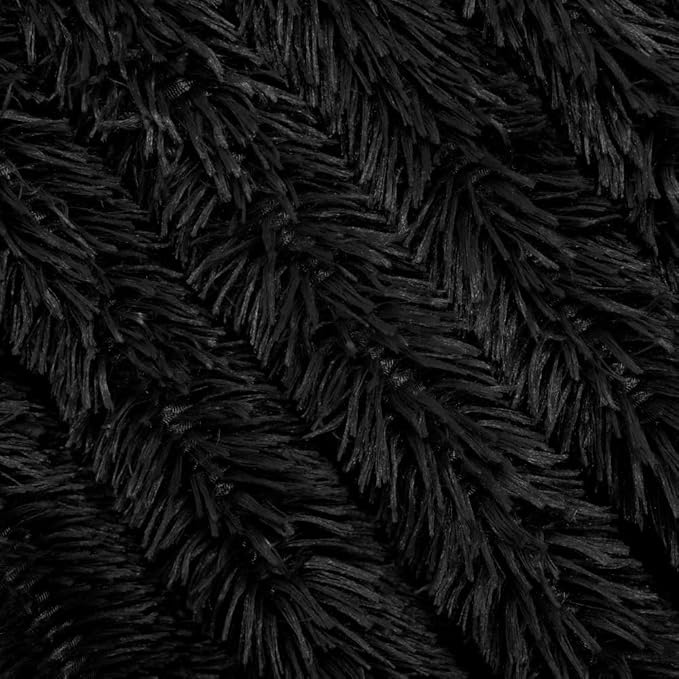 Plush Super Soft Blanket Bedding Sofa Cover Furry Fuzzy Fur Warm Throw Qulit Cozy Couch Blanket for Winter (63"x79", Black)