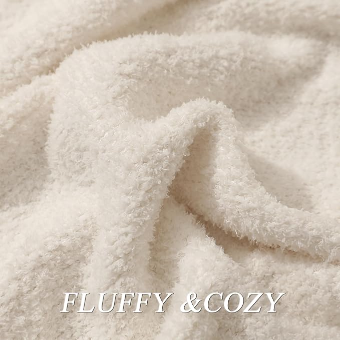bearberry Super Soft Fluffy Throw Blanket Lightweight Cozy Warm Bed Blankets for Couch Bed Sofa All Season (Cream, 60”x80”)