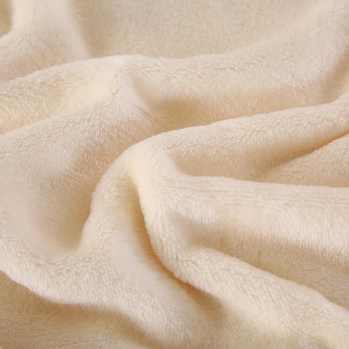 TASTHROW Creamwhite Throw Blanket 60x80 Inches, Soft Plush Cozy Fleece Flannel Throw Blanket, Lightweight Warm Throws for Bed, Couch, Bedroom and Living Room, All Seasons