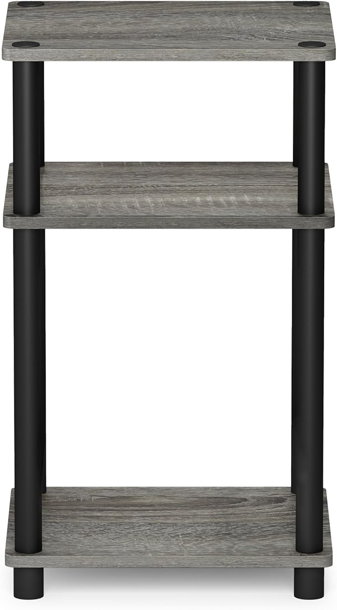 Furinno JUST Side Table, 3-Tier End Table, Open Shelves Night Stand, Bedside Table, Toolless Assembly, for Living Room, Bedroom, Bathroom, French Oak