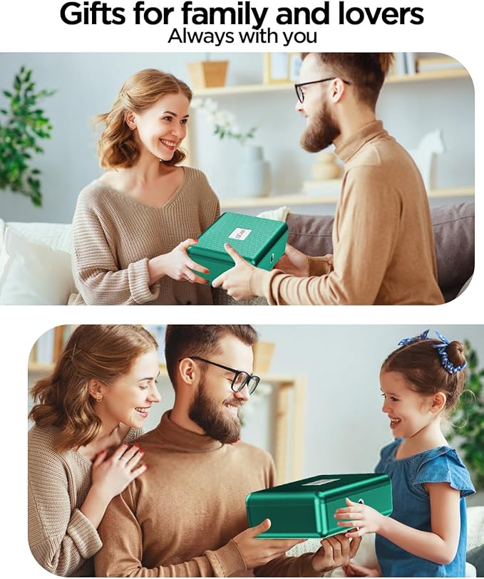 AICase Biometric Fingerprint Storage Box, Portable Security Box for Money Jewelry Safe Combination Lock for Car Home Office Travel Green