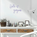Blulu Hello Gorgeous Wall Decor Sign Hello Gorgeous Wall Art Minimalist Wooden Words Decor for Lash Room, Salon, Vanity or Makeup Room, Bathroom, Bedroom, Office(Purple)