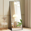 DUMOS Full Length Mirror with Stand Floor Standing Aluminum Frame for Bedroom Body Hanging Leaning Modern Simple Home Decor Shatter-Proorf Nano Glass Wall Living Room Cloakroom Black 59"x16"