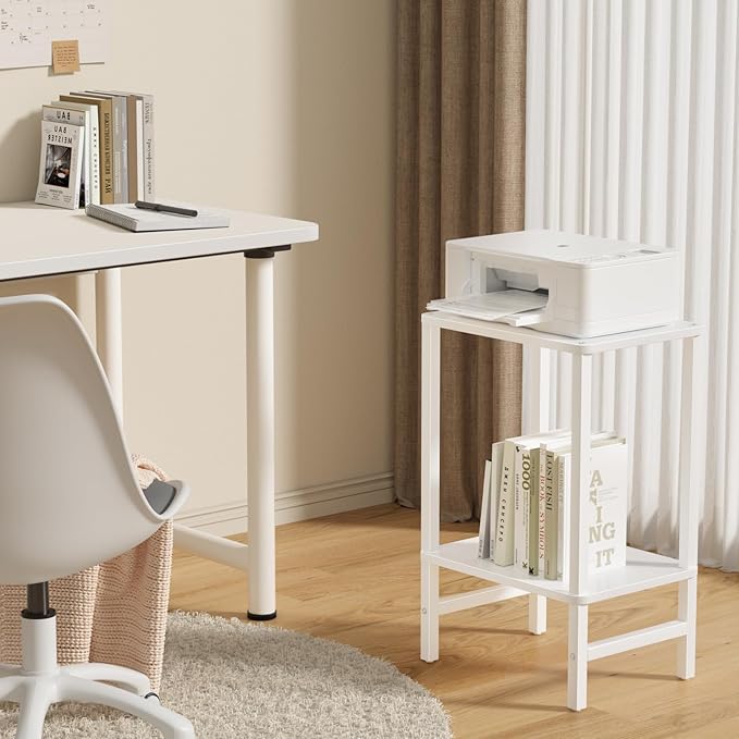 Side Table End Table Tall Night Stand 2-Tier for Living Room Bedroom Bathroom Office Furniture White