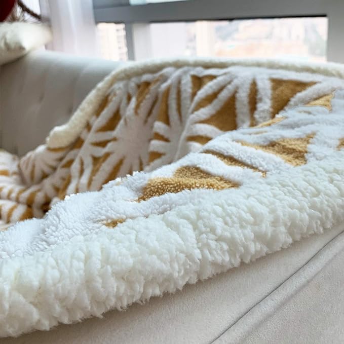 LOMAO Sherpa Fleece Blanket Easter Gifts for Mom Cozy Soft Throw Blanket for Women Men Dual Sided Couch Sofa Bed Blanket (Yellow, 60''x80'')