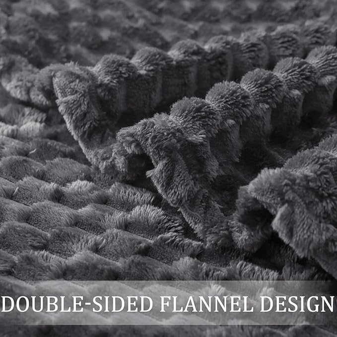 Exclusivo Mezcla Fleece Queen Blanket for Bed, Extra Large Fuzzy Dark Grey Bed Blankets, Soft Cozy Plush Sofa Throws for All Seasons, 90x90 Inches