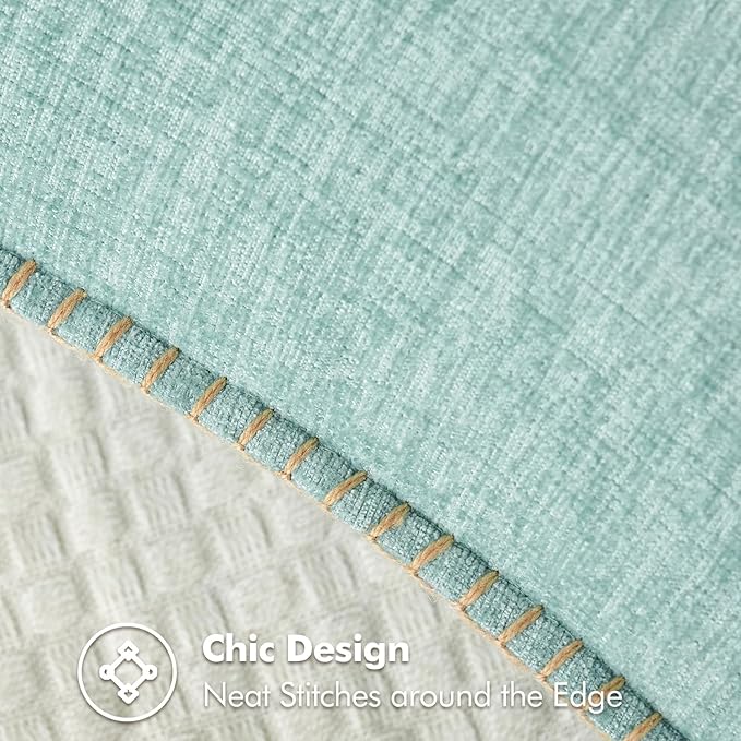 MIULEE Pack of 2 Summer Throw Pillow Covers 20x20 Inch Coastal Aqua Blue Farmhouse Decorative Pillow Covers Stitched Edge Soft Chenille Solid Dyed Spring Pillow Covers for Couch Sofa Bed Living Room