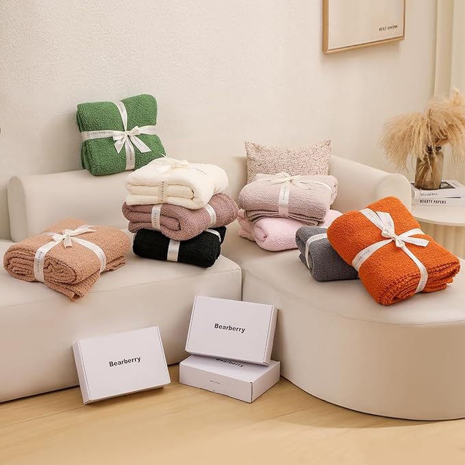 bearberry Super Soft Fluffy Throw Blanket Lightweight Cozy Warm Throw Blankets for Couch Bed Sofa All Season (Beige, 53”x71”)