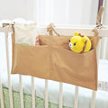Baby Bedside Hanging Storage Bag - 2-Pocket Bedside Storage with High Capacity for Diapers & Essentials, Space-Saving Hanging Nursery Organizer 5 Colors Available (Khaki)