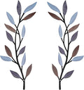 AHYS Metal Tree Leaf Wall Decor 2 PCS Rustic Vine Branch Leaf Wall Art for Living Room Bedroom Bathroom Decorations - Elegant Color