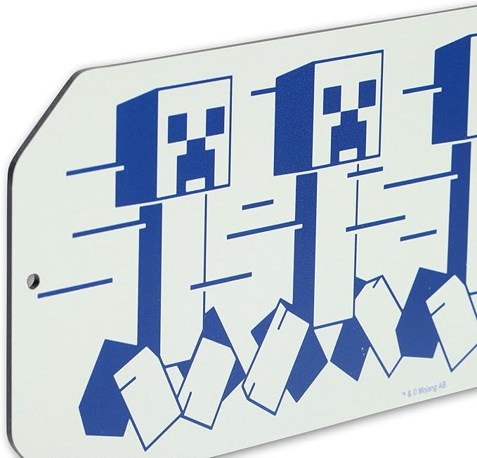 Open Road Brands Minecraft Creepers on the Run Metal Wall Decor - Funny Minecraft Sign for Bedroom or Game Room
