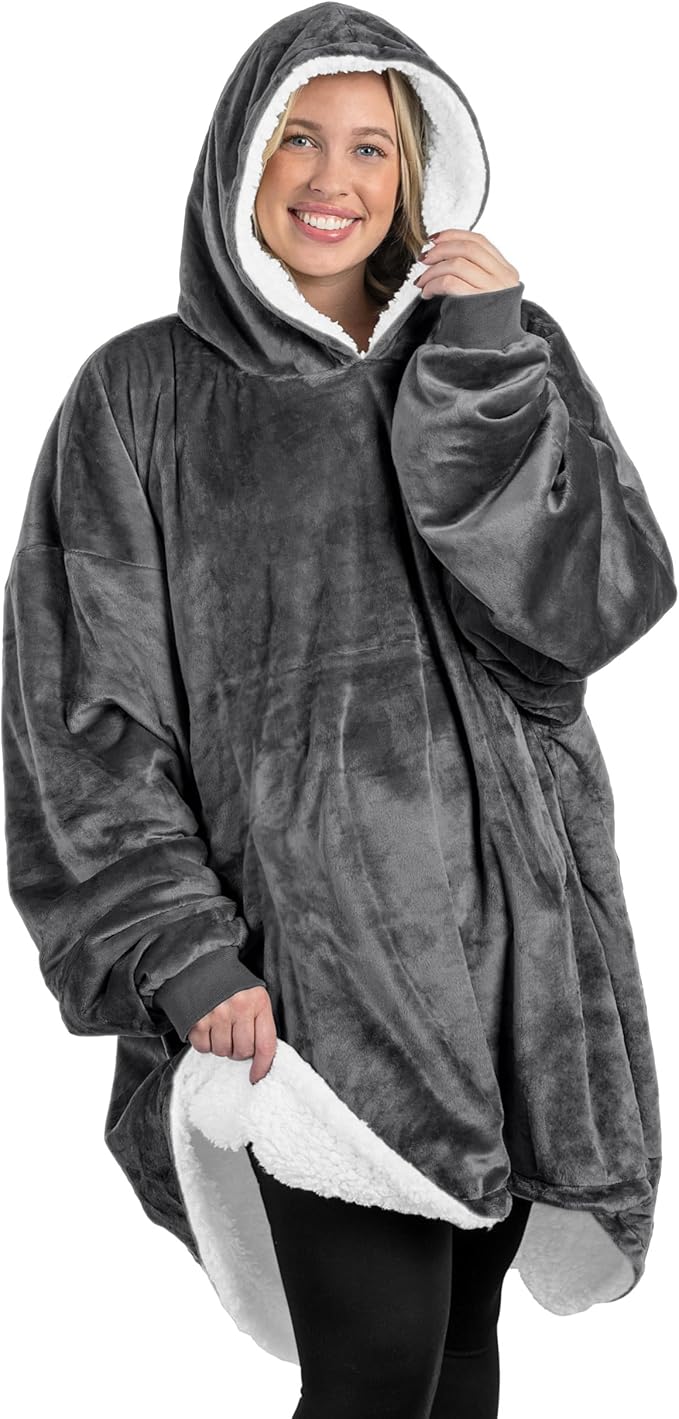 Bare Home Wearable Blanket Hoodie - Soft Plush Sherpa - Warm and Cozy - Oversized Wearable Blanket - Adult & Kid Sizes