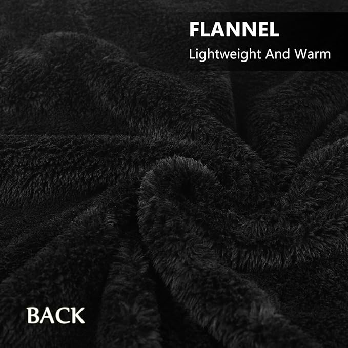 forestfish Fleece Wearable Blanket Oversized, Comfy Lightweight Lap Blanket Poncho Throw with Buttons, 63“x 55”(Black)