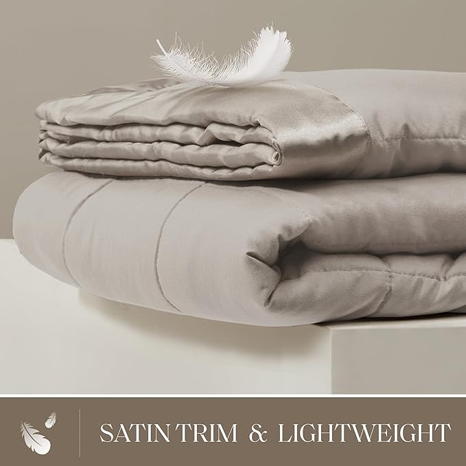 Madison Park Windom Down Alternative Blanket, Premium 3M Scotchgard Moisture Wicking Treatment, Lightweight and Soft Bed Cover For All Season, Satin Trim, Grey Twin