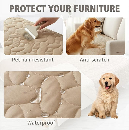 Ameritex Pet Bed Cover Dog Bed Blanket for Sofa and Furniture Waterproof New Pattern Design (52x82 Inch, Beige)