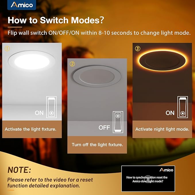 Amico 12 Pack 4 Inch 5CCT LED Recessed Ceiling Light with Night Light, 2700K/3000K/3500K/4000K/5000K Selectable Ultra-Thin Lighting, 10W=90W, 700LM, Dimmable Canless Wafer Downlight - ETL&FCC