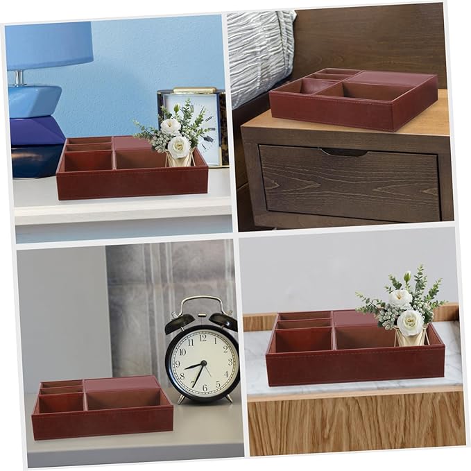 Nightstand Jewelry Box Faux Leather Storage for Phone Keys Wallet Watch Glasses Multi-compartment Organizer for Home and Office for Jewelry and Accessories Storage