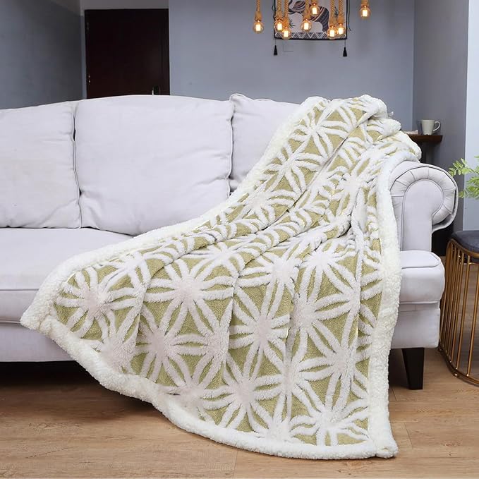LOMAO Sherpa Fleece Blanket Easter Gifts for Mom Cozy Soft Throw Blanket for Women Men Dual Sided Couch Sofa Bed Blanket (Fruit Green, 60''x80'')