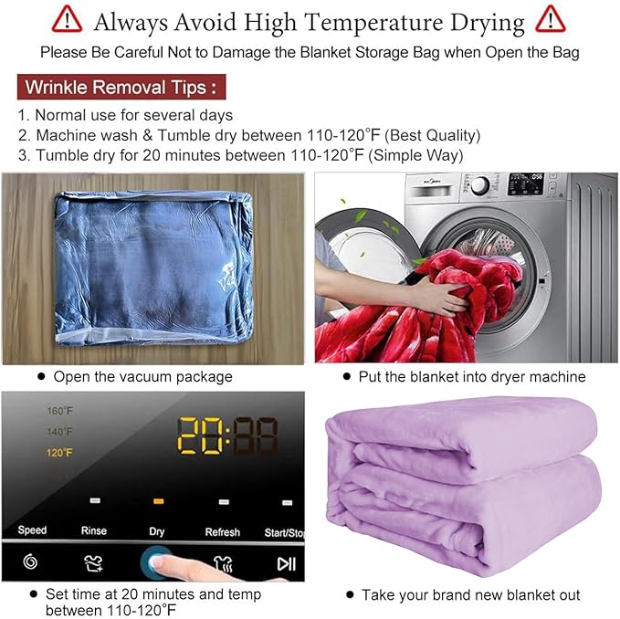 JYK Korean Faux Mink Fleece Blanket King 4.4 LB, 1 Ply Extra Soft,Lightweight Breathable Plush Fuzzy Cozy King Blanket for Couch Sofa Bed Camping 87x95 Inches, Light Purple