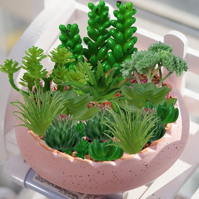 Succulents Plants Artificial, 22pcs Green Fake Succulents, Mini Faux Succulents for DIY Crafting Home Terrarium Floral Wall Garden Arrangement Office Decoration (Unpotted)