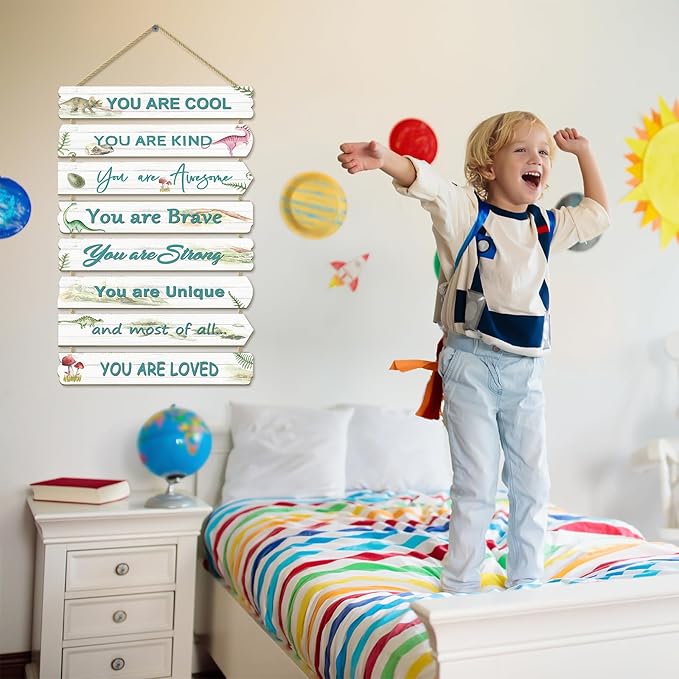 Boys Room Decor dinosaur room decor for Boys Bedroom Inspirational Wall Art for Kids Wall Decorations Little Boy Toddler Room Wood Sign Nursery Room Decor (Dinosaur)