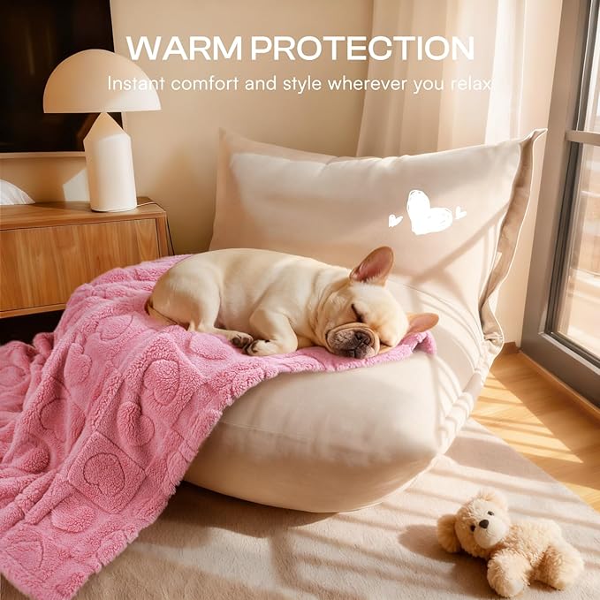 Luciphia Small Dog Blanket Washable Pet Bed Cover Soft Fluffy Puppy Blanket with Premium Fleece 300GSM Cozy Calming Cat Blankets for Indoor Cats Pink 30x20 inch