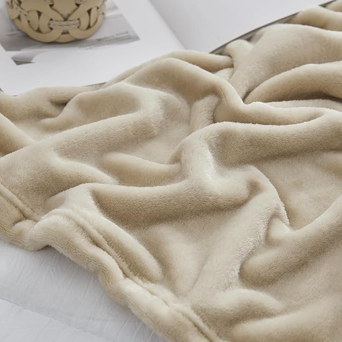 Hansleep Fleece Blanket for Couch Taupe, Super Soft Flannel Fuzzy Plush Cozy Blanket for All Seasons, Taupe, Throw 50x60 Inches