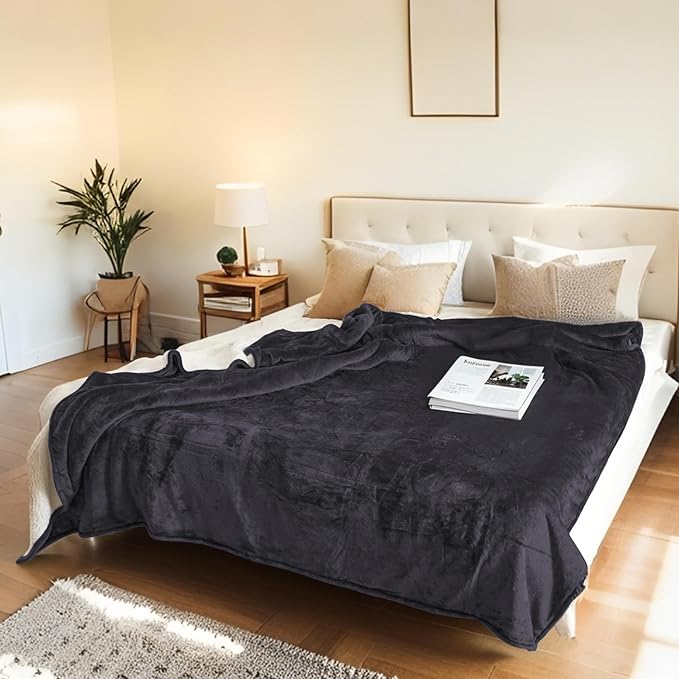Electric Heated Blanket Twin Size 62"x84" - Flannel & Sherpa Fabric Dual-Sided, 6 Heat Settings & 10 Hours Auto Off, Soft & Cozy Warming Throw for Home, Office, or Bed, Machine Washable, Iron Gray