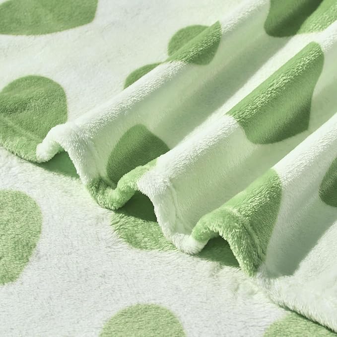 FY FIBER HOUSE Heart Flannel Throw Blanket Soft Cozy Blankets for Lover Gifts All Season Use, 60x80 Inches, Sage Green
