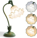 Flower Table Lamp,LED Reading Light Bedside Vintage Flower Night Light,3 Colors Modes Kawaii Bedside Lamps Decor,Living Room Bedroom Room Lighting Table Lamps Home Decoration (Green Pearls)