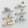 SKYSEN Floating Shelves for Wall Set of 6, 23.6in Wood Wall Shelf for Decor, Bathroom, Bedroom, Storage, Book,Kitchen, Living Room - Grey(fs-60-g)