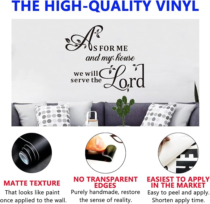 Inspirational Wall Stickers for Living Room: Bible Verse Christian Quotes Positive Vinyl Art Wall Decals - As for Me and My House 30" X 25"
